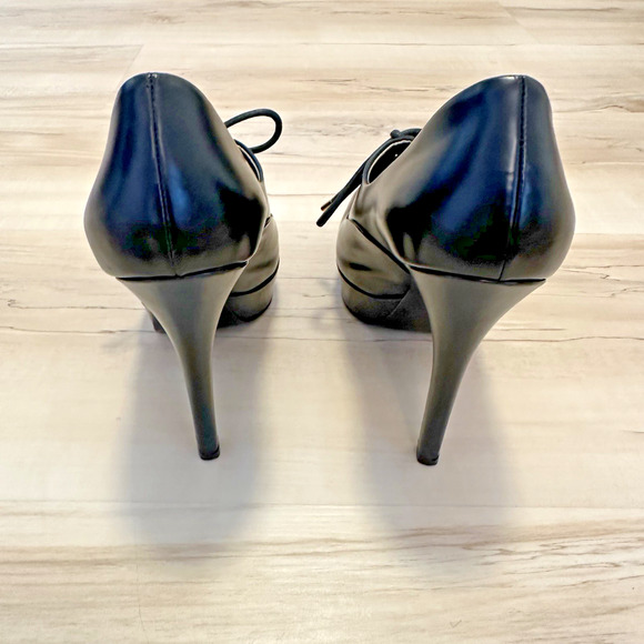 Gucci Heels Scar Pelle S Cuoio Nero Baby Lux 9B High Heel Platform Shoes - Picture 3 of 12